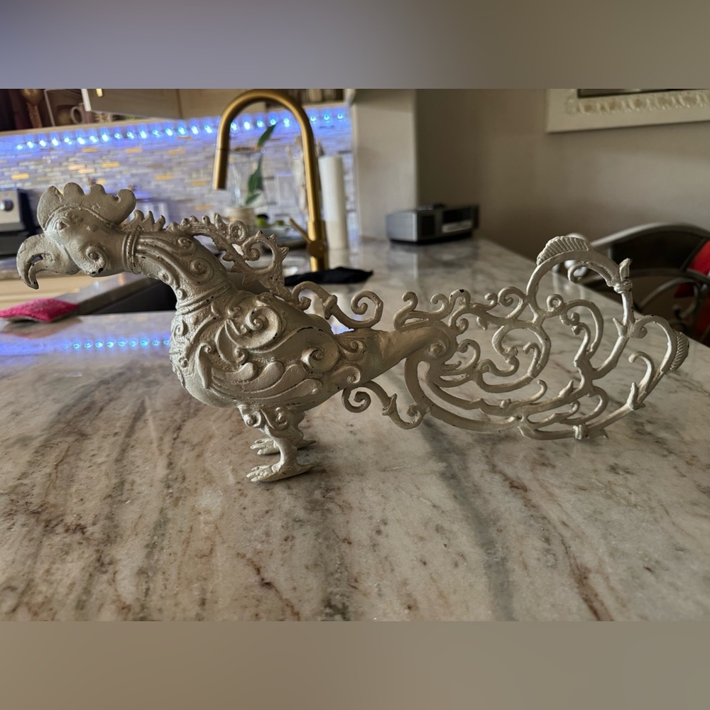 Vintage Cast Metal Rooster Sculpture